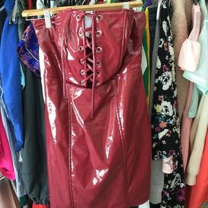 Fashion Nova Maroon Latex Dress